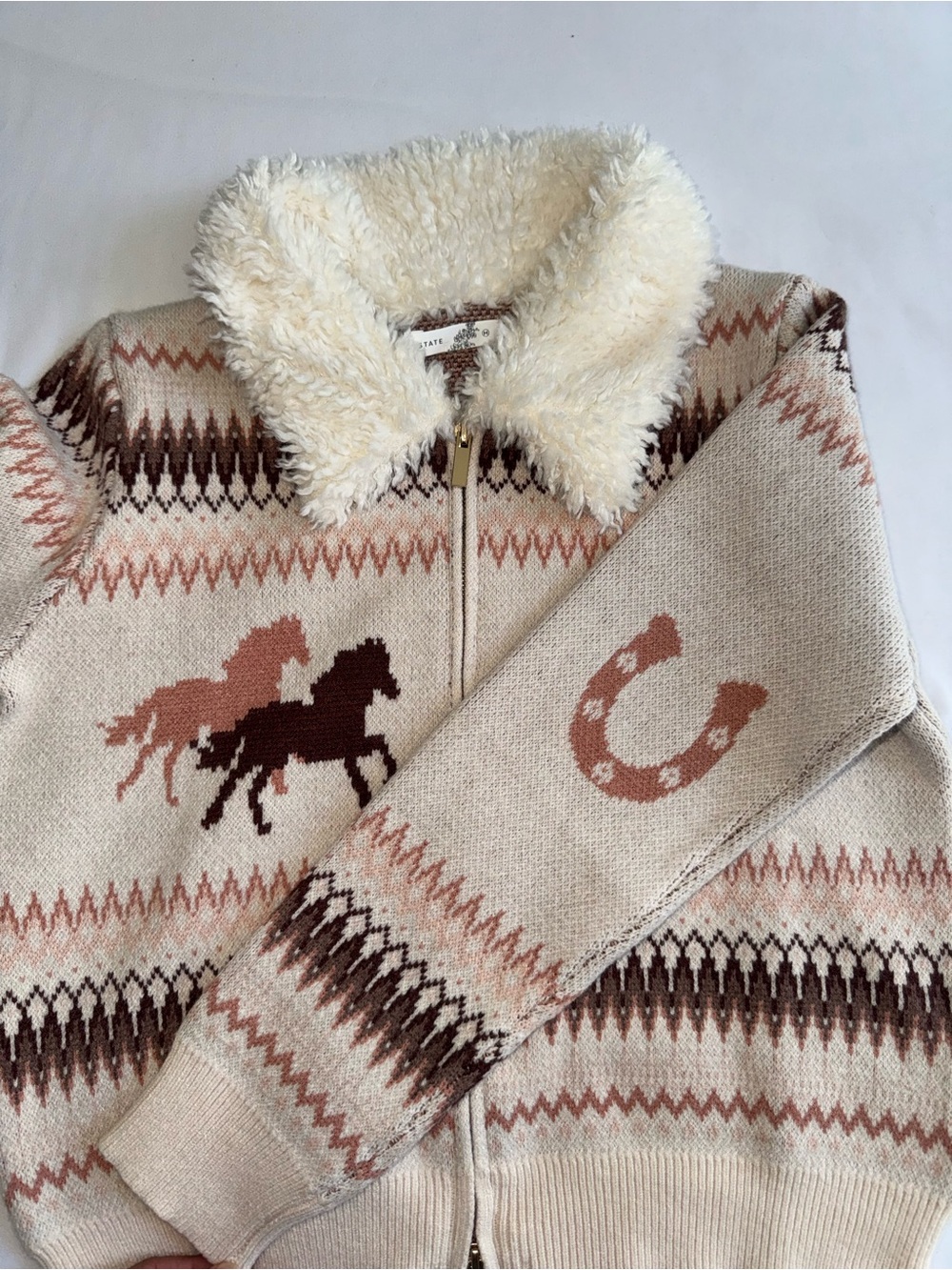 Altar'd State Zip Sweater with Horse Motif nwot plastic tag attached - Picture 4 of 5